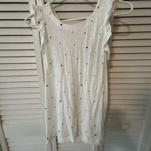 White Sleeveless Top with Colorful Dots